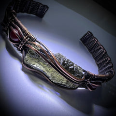 Moldavite Copper Bracelet with Carnelian - (20cm)