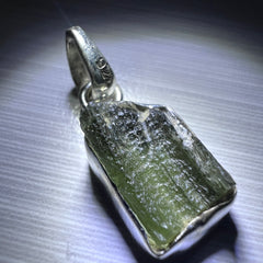 SM, Bezel set Moldavite Silver pendant