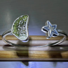 Star Moldavite Silver Bracelet