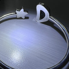 Star Moldavite Silver Bracelet