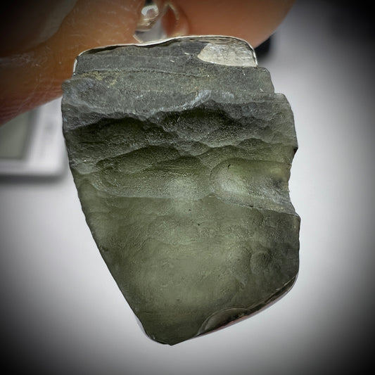 Medium, Bezel set Moldavite Silver pendant 2.90g