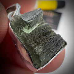 Medium, Bezel set Moldavite Silver pendant 2.39g