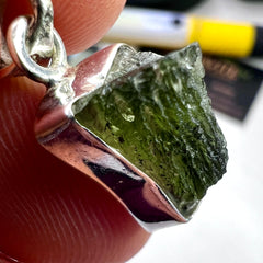 Medium, Bezel set Moldavite Silver pendant 2.60g