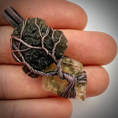Moldavite & LDG Copper Tree of Life Pendant