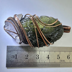 Moldavite & Herkimer Copper Pendant 9.84g
