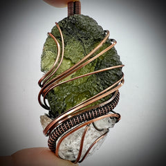 Moldavite & Herkimer Copper Pendant 9.84g