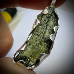 Sterling Silver Moldavite Pendant 2.1g