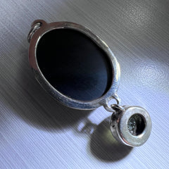Bezel set Faceted Moldavite & Obsidian Silver Pendant