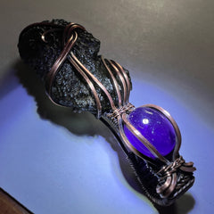 9.2g Moldavite/Amethyst Copper necklace.