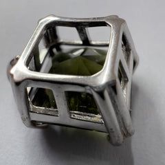 Moldavite/Silver Pendant "Barion Cut" - 5.94 ct