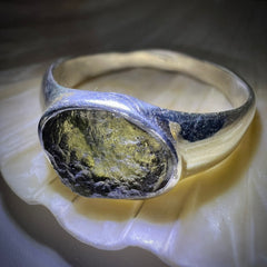 Moldavite Silver Ring (Size 11 - W)