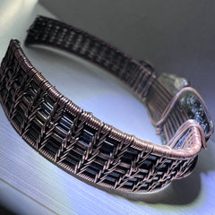 2.83g Chlum Moldavite & 1.45g Libyan Desert Glass Solid Copper Bracelet