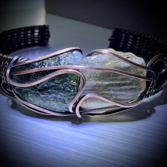 2.83g Chlum Moldavite & 1.45g Libyan Desert Glass Solid Copper Bracelet