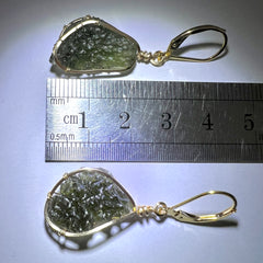 Elegant Moldavite Earrings 14k Gold Fill