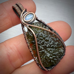 4.52g Moldavite Copper Pendant with Moonstone