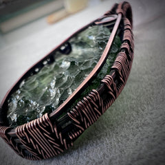 3.45g Moldavite Copper Pendant with Ethiopian Opal