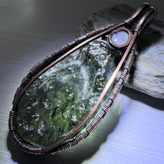 3.45g Moldavite Copper Pendant with Ethiopian Opal