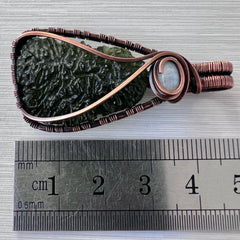 4.52g Moldavite Copper Pendant with Moonstone