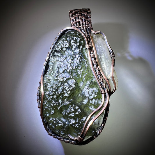 12.94g Moldavite Pendant with Libyan Desert Glass