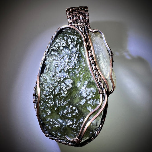 12.94g Moldavite Pendant with Libyan Desert Glass