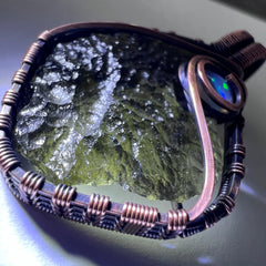 Moldavite & Opal Copper Pendant 3.01g.