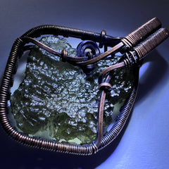 Moldavite & Opal Copper Pendant 3.01g.
