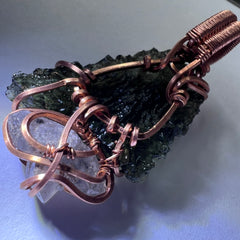 Moldavite & Herkimer Diamond Pendant