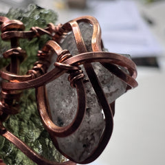 Moldavite & Herkimer Diamond Pendant