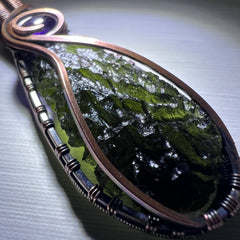 Remarkable Moldavite & Amethyst Pendant