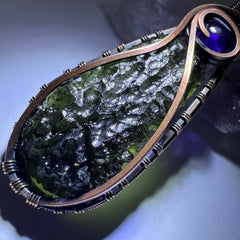 Remarkable Moldavite & Amethyst Pendant