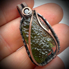 Moldavite & Smokey Quartz Pendant.