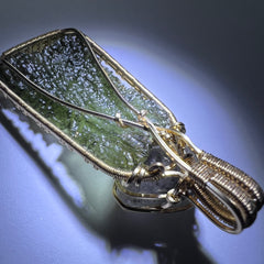 Spectacular Moldavite/Gold Herkimer Diamond Pendant