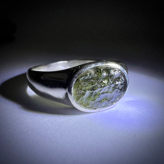 Moldavite Silver Ring (Size 11)