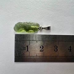 0.89g Moldavite Rhodium-Plated Silver Pendant