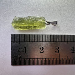 1.38g Moldavite Rhodium-Plated Silver Pendant