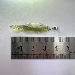 0.92g  Moldavite Rhodium-Plated Silver Pendant