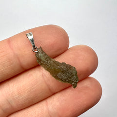 1.0g  Moldavite Rhodium-Plated Silver Pendant