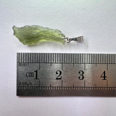 1.0g  Moldavite Rhodium-Plated Silver Pendant