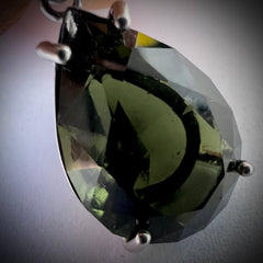 Exquisite Faceted "drop" Moldavite Pendant