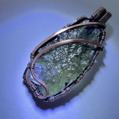 Moldavite & Herkimer Copper pendant 2.38g