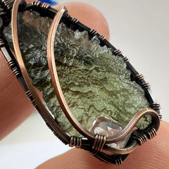 Moldavite & Herkimer Copper pendant 2.38g