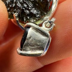 Exquisite Moldavite & Ceylon Sapphire Silver Necklace