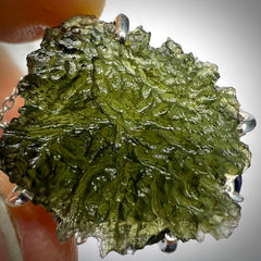 Exquisite Moldavite & Ceylon Sapphire Silver Necklace