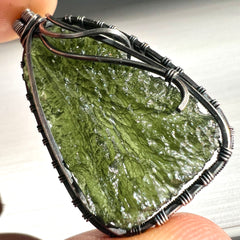 8.66g Moldavite Pendant | Antiqued Silver Wire Wrap from Maly Chlum