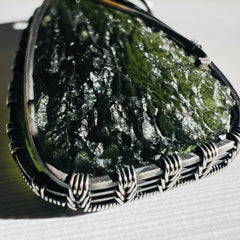 8.66g Moldavite Pendant | Antiqued Silver Wire Wrap from Maly Chlum