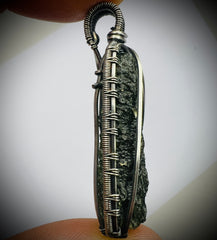 8.66g Moldavite Pendant | Antiqued Silver Wire Wrap from Maly Chlum