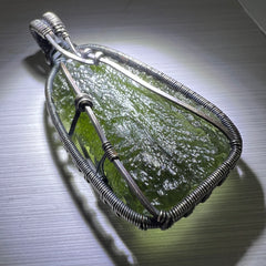8.66g Moldavite Pendant | Antiqued Silver Wire Wrap from Maly Chlum