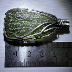 8.66g Moldavite Pendant | Antiqued Silver Wire Wrap from Maly Chlum