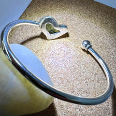 Silver Moldavite Bracelet, 1.4g Chlum Moldavite.