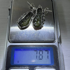 Moldavite Silver Earrings – 7.57g